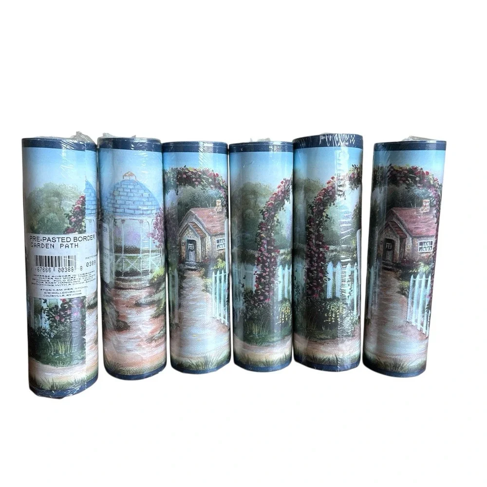 Country Garden Arbor Cottage Gazebo Pre-Pasted Wall Border 6 rolls 24 Yards